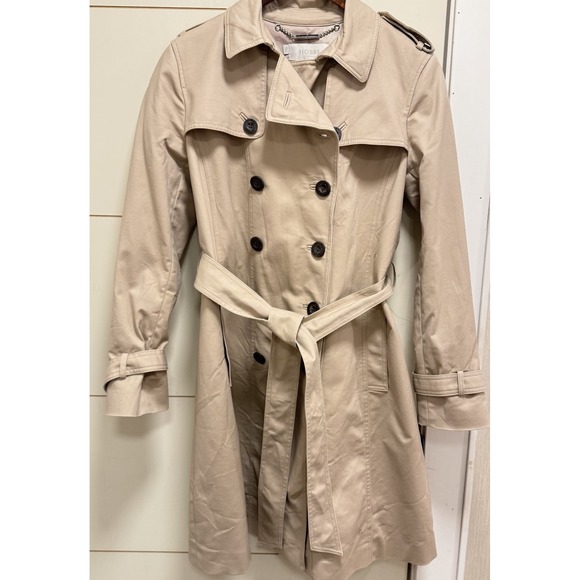 Hobbs London Trench Coat Saskia Sz 8 Women Cream/Beige - Picture 2 of 11